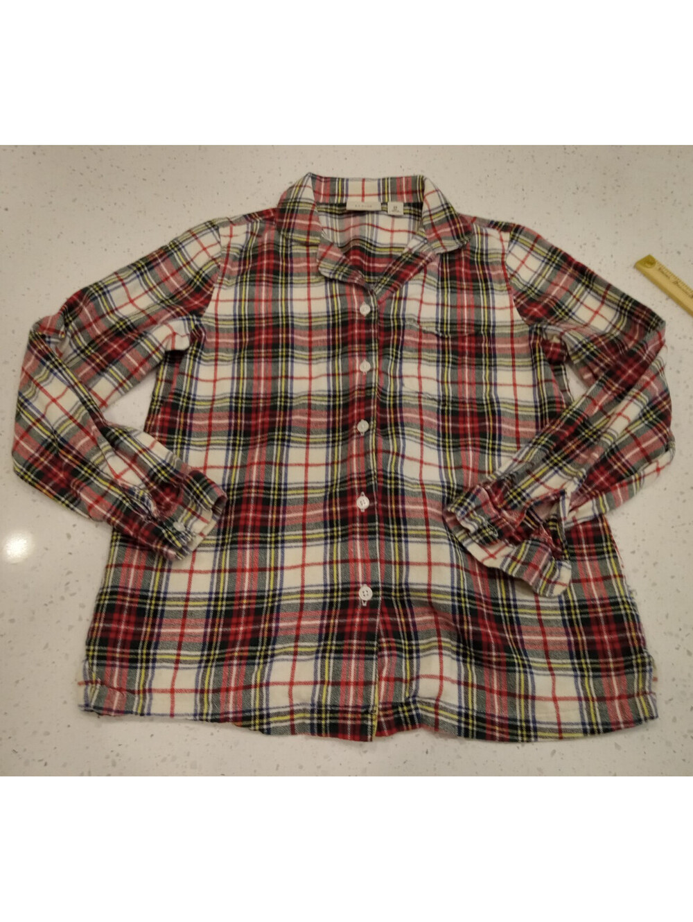 LL Bean Flannel Shirt Womens XS Extra Small Red Blue White Plaid Button Down